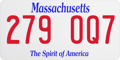 MA license plate 279OQ7