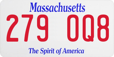 MA license plate 279OQ8