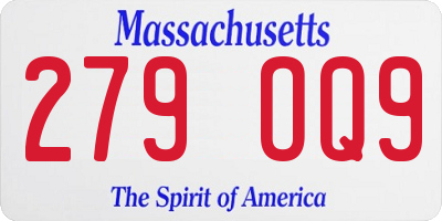 MA license plate 279OQ9