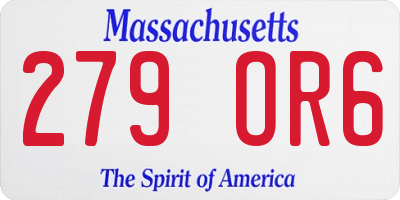 MA license plate 279OR6