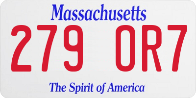 MA license plate 279OR7
