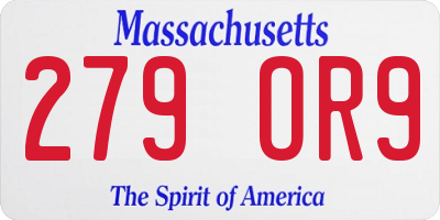 MA license plate 279OR9