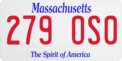 MA license plate 279OS0