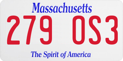 MA license plate 279OS3
