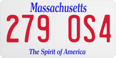 MA license plate 279OS4