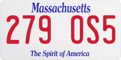 MA license plate 279OS5