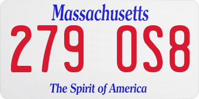 MA license plate 279OS8
