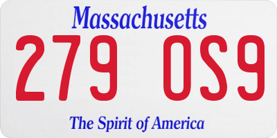 MA license plate 279OS9