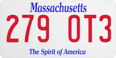 MA license plate 279OT3