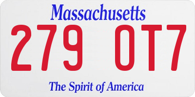 MA license plate 279OT7