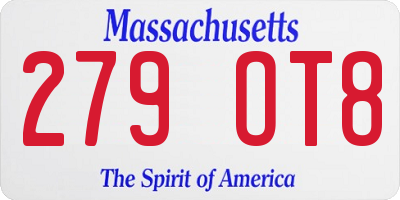 MA license plate 279OT8