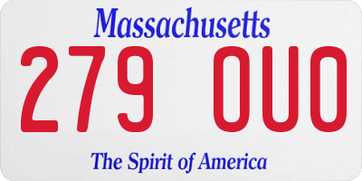 MA license plate 279OU0