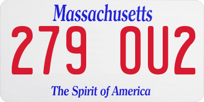 MA license plate 279OU2