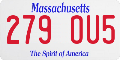 MA license plate 279OU5