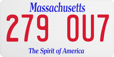 MA license plate 279OU7