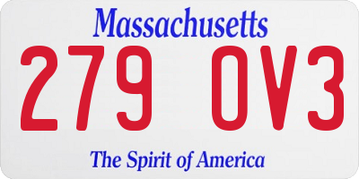 MA license plate 279OV3