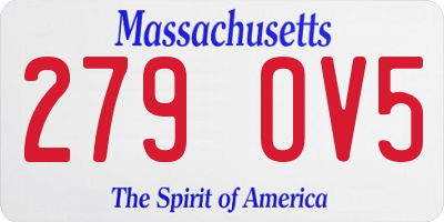 MA license plate 279OV5