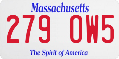 MA license plate 279OW5