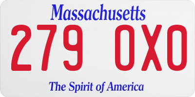 MA license plate 279OX0