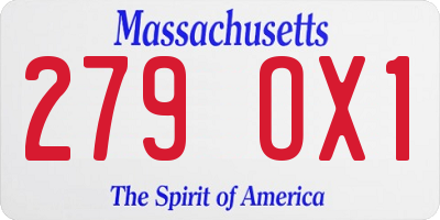 MA license plate 279OX1