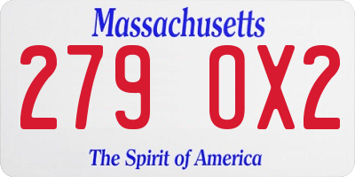 MA license plate 279OX2