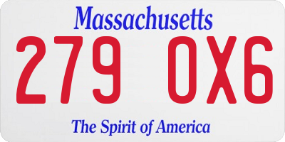 MA license plate 279OX6