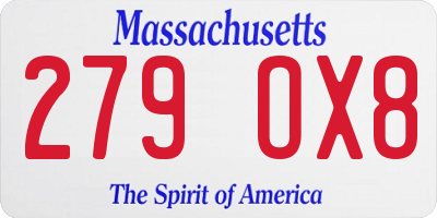 MA license plate 279OX8