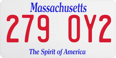 MA license plate 279OY2