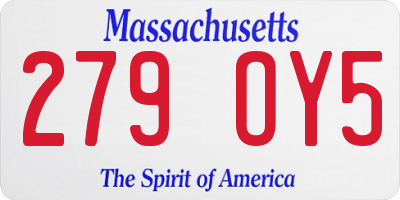 MA license plate 279OY5