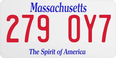 MA license plate 279OY7