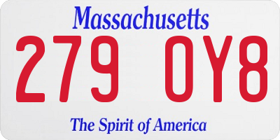 MA license plate 279OY8