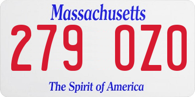 MA license plate 279OZ0