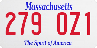 MA license plate 279OZ1