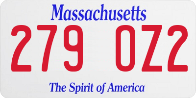 MA license plate 279OZ2