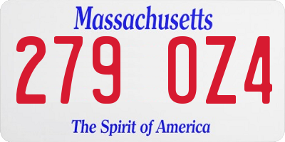 MA license plate 279OZ4