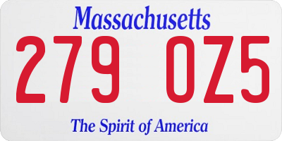 MA license plate 279OZ5