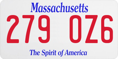 MA license plate 279OZ6
