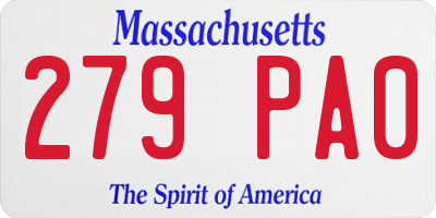 MA license plate 279PA0