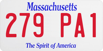 MA license plate 279PA1