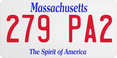 MA license plate 279PA2