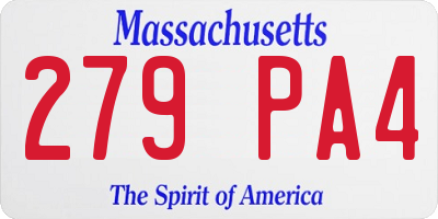 MA license plate 279PA4
