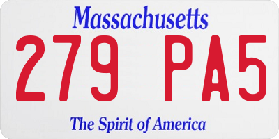 MA license plate 279PA5