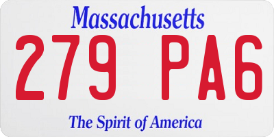 MA license plate 279PA6