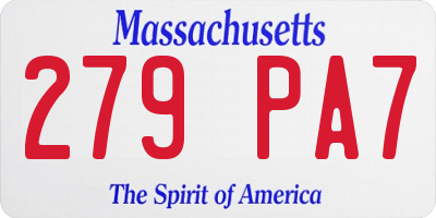 MA license plate 279PA7