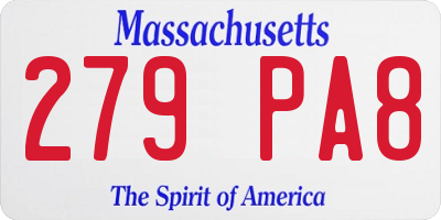 MA license plate 279PA8