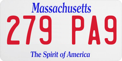 MA license plate 279PA9
