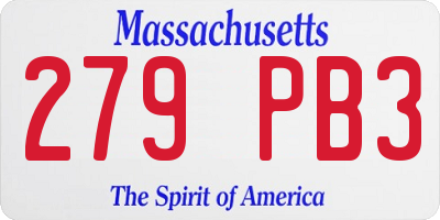 MA license plate 279PB3