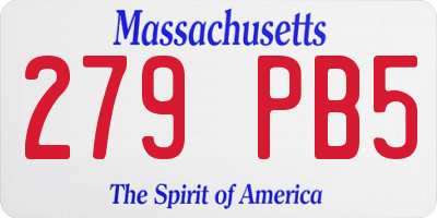 MA license plate 279PB5
