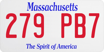 MA license plate 279PB7