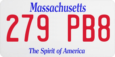 MA license plate 279PB8
